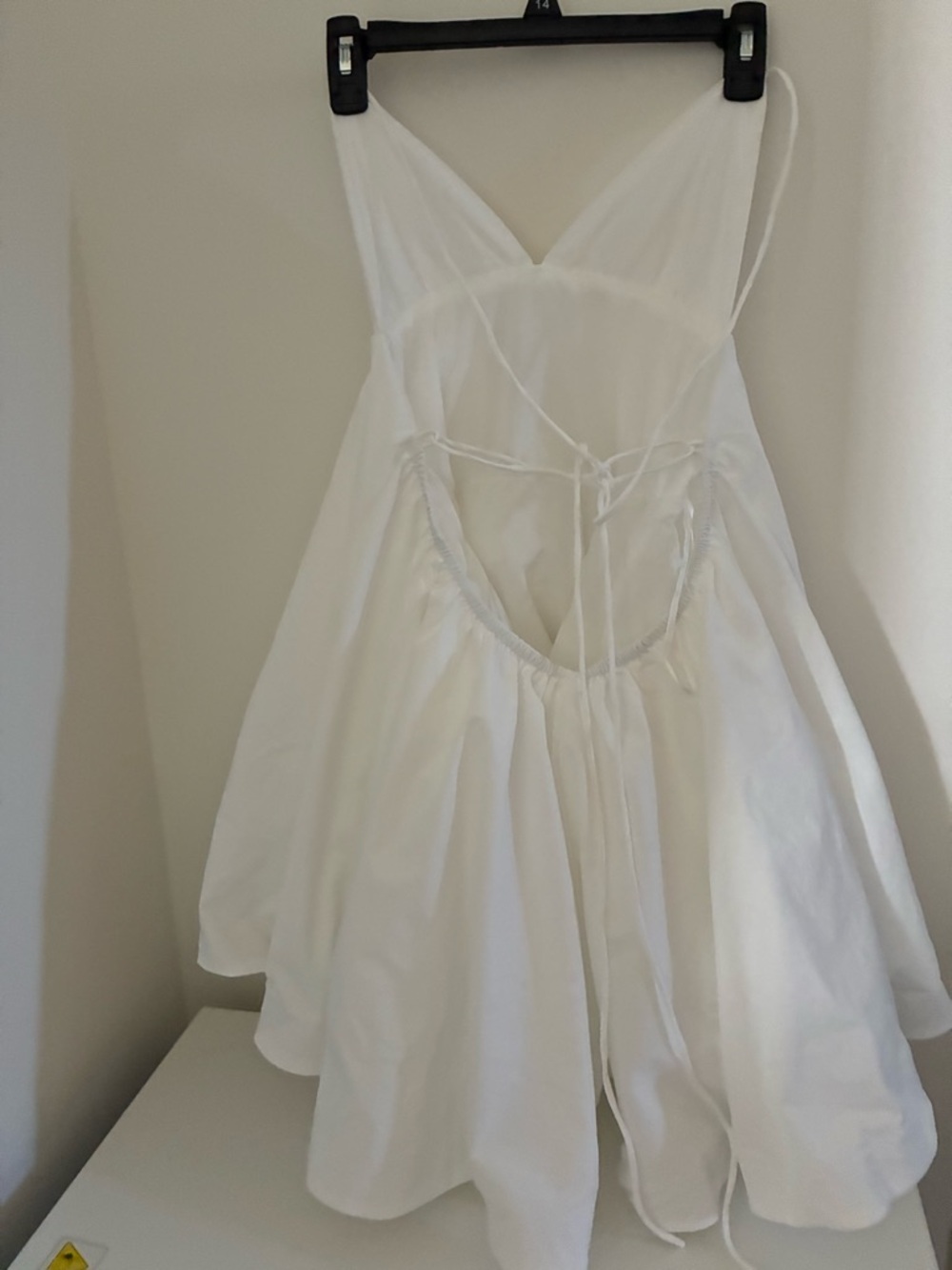 New White Spaghetti-Strap V-Neck Mini with tulle undershirt Dress - Picture 4 of 7